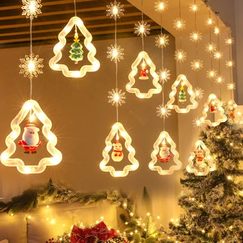 YENİ yılbaşı dekoru LED dize ışıkları noel ağacı yıldız kapalı perde ışıkları noel partisi hediye için