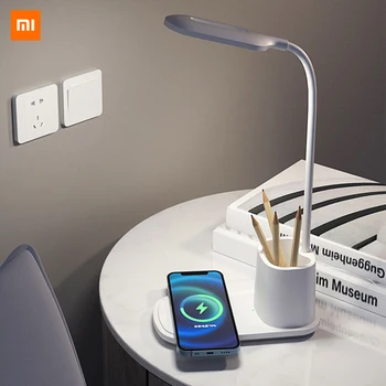 Xiaomi Mijia LED masa lambası Kablosuz Şarj Masa Lambası Dokunmatik Karartma Gece Lambası Yatak Odası Başucu Okuma lampara escritorio