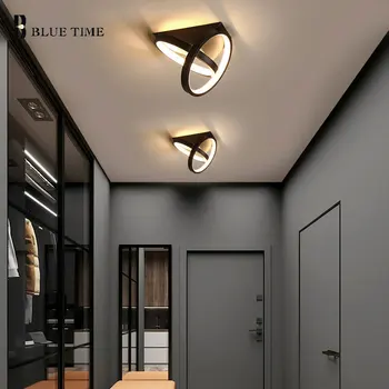 Modern LED avize siyah beyaz ev ışıkları oturma odası yatak odası için tavan avizeler aydınlatma koridor koridor merdiven ışıkları