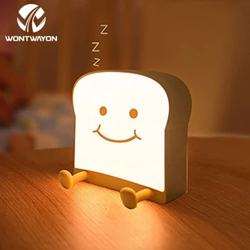 LED Tost Gece Lambası Silikon Ayak telefon tutucu Masa Lambası Sonsuz Karartma Ekmek Dekorasyon Yaratıcı Lamba