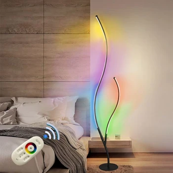 Modern Dalları RGB Köşe zemin ışıkları Oturma yatak odası İçin kapalı ev Dekor LED renkli Ağaç Ayakta Lamba