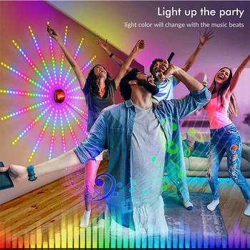 LED havai fişek ışık 5050RGB akıllı Bluetooth ışık çubuğu APP kontrolü müzik senkronizasyonu yatak odası TV duvar Bar noel partisi dekorasyon