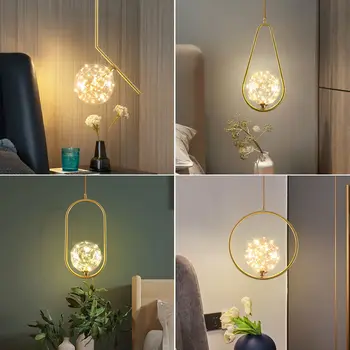 Sıcak Satış Modern LED kolye ışık Asılı yatak odası Başucu cam küre aydınlatma Lüks İskandinav Bar mutfak oturma odası dekor lambası 2