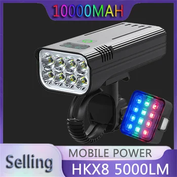 5000 Lümen 8 * LED bisiklet ışık USB şarj edilebilir güçlü LED bisiklet ışığı Far MTB el feneri ön lamba güç bankası olarak