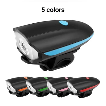 1 ADET bisiklet ışığı ile bisiklet kornası USB Şarj Edilebilir MTB Bisiklet Ön Lamba Elektronik Çan Su Geçirmez Bisiklet Far