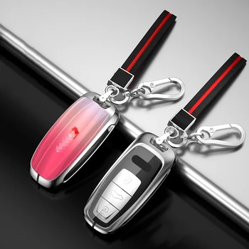 Cam Metal Araba Anahtarı Durum Uzaktan Kapak Kabuk Tutucu Fob Audi A4 A5 S4 A6 S6 A7 S7 A8 S8 SQ5 E-TRON Q7 Q8 TTS R8 Aksesuarları