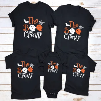Aile Eşleştirme Kıyafetler Cadılar Bayramı Boo Ekip Hayalet Komik Aile Bak T shirt Bebek Giysileri Baba Anne Kızı Oğlu T-Shirt