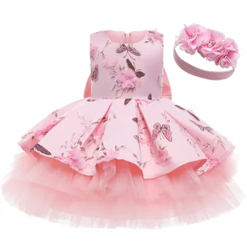 2022 Yeni Grace Kolsuz Kelebek baskılı örgü çocuk Gelinlik Tatlı Çocuklar Prenses Elbiseler Kızlar İçin Parti Elbiseler