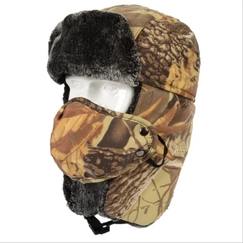 Erkekler Kadınlar Kış Avcılık Şapka Biyonik Kamuflaj Yürüyüş Kap Açık Avcılık Termal Sıcak Kap Ushanka Kulak Rüzgar Geçirmez