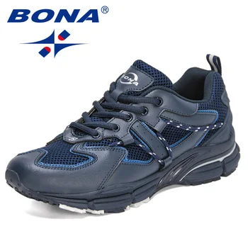 BONA 2022 Yeni Tasarımcılar Popüler koşu ayakkabıları Erkekler Açık spor ayakkabılar Rahat Atletik Eğitim Yürüyüş Koşu Ayakkabısı 2