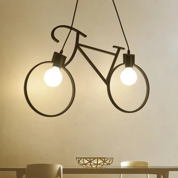 Retro demir bisiklet kolye ışık iç mekan aydınlatması Oturma odası Basit Restoran Bar endüstriyel mutfak ev dekor asılı lambalar