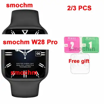 2/3 Adet / grup Smochm W28 Pro akıllı saat 1.95 Ekran Serisi 8 Özelleştirilmiş Yüz 45MM Kablosuz Şarj Cihazı Bluetooth Uyumlu Çağrı 3