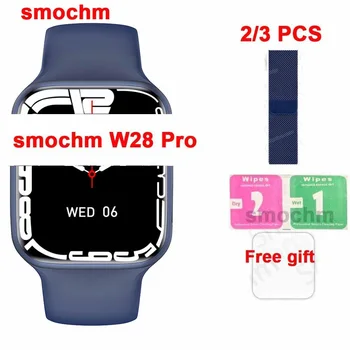 2/3 Adet / grup Smochm W28 Pro akıllı saat 1.95 Ekran Serisi 8 Özelleştirilmiş Yüz 45MM Kablosuz Şarj Cihazı Bluetooth Uyumlu Çağrı 4