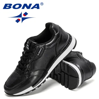 BONA 2022 Yeni Tasarımcılar Klasik koşu ayakkabıları Erkekler Nefes Açık Ayakkabı Adam Hafif Yüksek Rahat Spor Ayakkabı 4