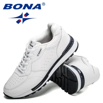 BONA 2022 Yeni Tasarımcılar Klasik koşu ayakkabıları Erkekler Nefes Açık Ayakkabı Adam Hafif Yüksek Rahat Spor Ayakkabı 5