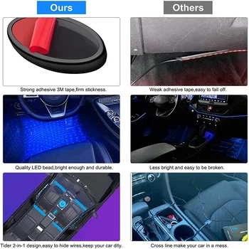 RGB yıldız LED araba ortam iç ışık usb sigara arka ışık müzik kontrol cihazı App Neon otomatik ayak dekoratif atmosfer lambası 5