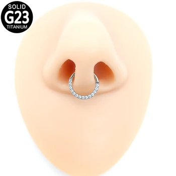 G23 Titanyum Burun Halkası Zirkon Kaplamalı Ön Kulak Piercing Hoop Menteşeli Segment Septum Clicker Daith Kıkırdak Tragus Helix Küpe