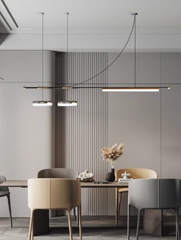 Restoran avize ışık lüks uzun şerit İskandinav minimalist modern led bir kelime lamba deko wohnung minimalist bar avize
