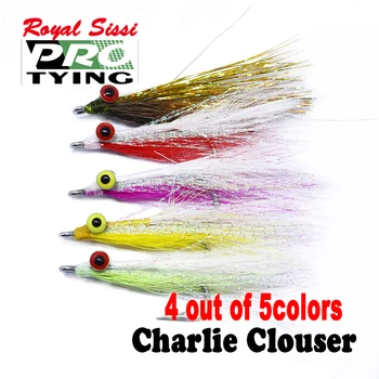 Popüler 4 renkler karışık set clouser derin minnow flama fly cazibesi 1/0 tuzlu su balıkçılık kanca el bağladılar bas pike yapay yem