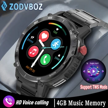 Yeni akıllı saat Erkekler 4GB Bellek 400mA Pil Sesli Arama Spor Saatler Yerel Müzik Çalma IP68 Su Geçirmez Erkekler Smartwatch