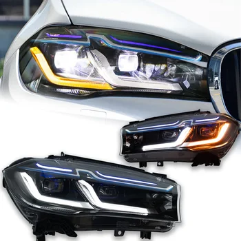 AKD araba ışıkları BMW X5 LED far projektör Lens 2014-2018 F15 F16 LED DRL X6 kafa Lambası sinyal otomotiv aksesuarları
