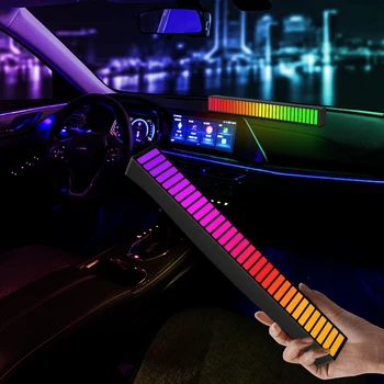 RGB müzik ses kontrol ışığı 32 LED App kontrolü ses aktive pikap ritim hafif müzik ortam lambası renkli LED şerit ışık 2