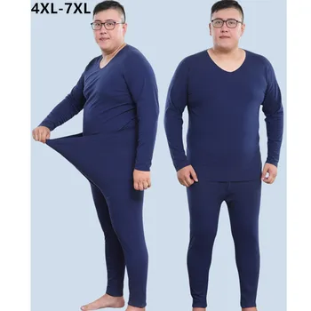 2 Adet Set Erkek Termal iç Çamaşırı Sonbahar Kış Uzun Johns Plus T 5XL 6XL 7XL Temel Üstleri Boyutu-Shirt Dikişsiz Giysi Sueded 