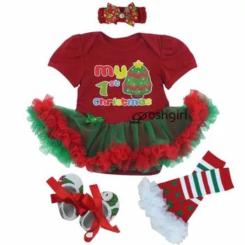 Bebek Kız 12 Ay Noel Partisi Elbise Yeni Yıl 1st Vaftiz Elbisesi Yenidoğan Infantil Tutu Kıyafet Kırmızı İlk Noel Elk Giysileri 4