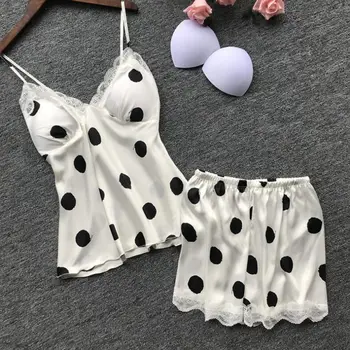 Ipek Pijama Kadın Yaz Dantel Sevimli V Yaka Kıyafeti İki Parçalı Set Kısa Kolsuz Seksi İç Çamaşırı Pijama Salonu 2022 Yeni